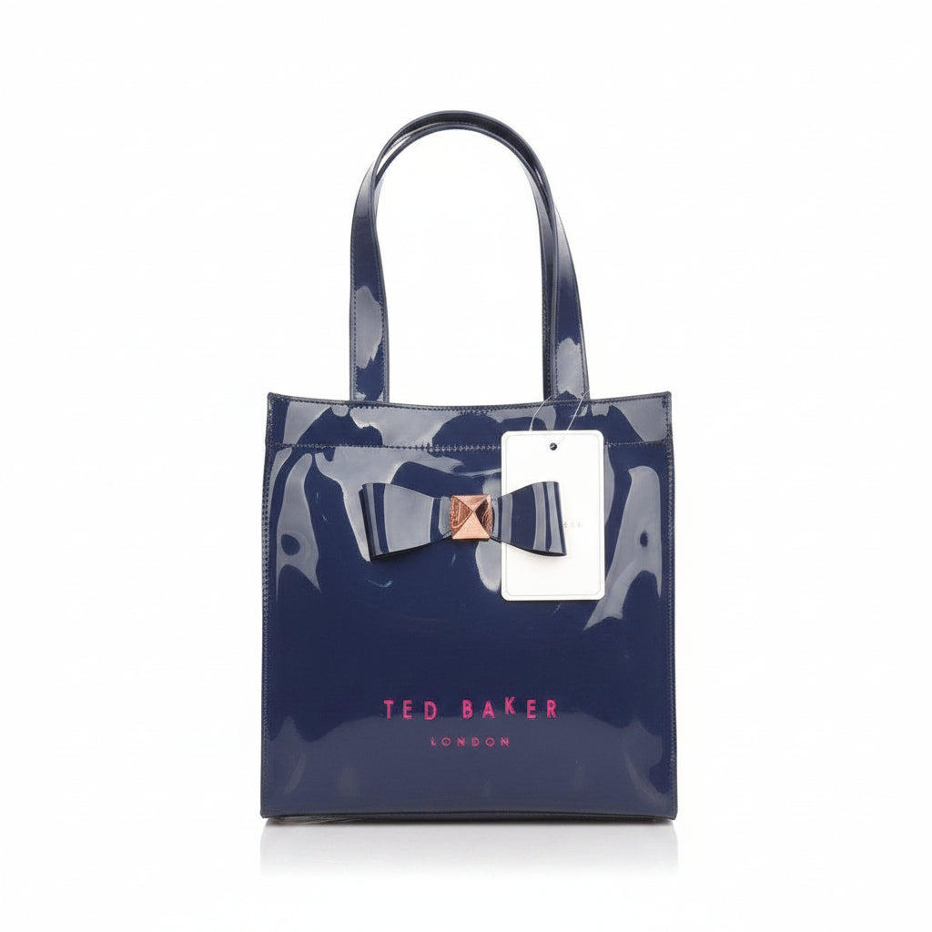 Ted Baker London Navy Bow Tote Bag in Glossy Silicone 🎀👜