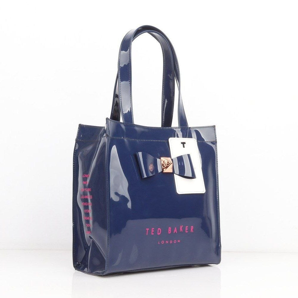 Ted Baker London Navy Bow Tote Bag in Glossy Silicone 🎀👜