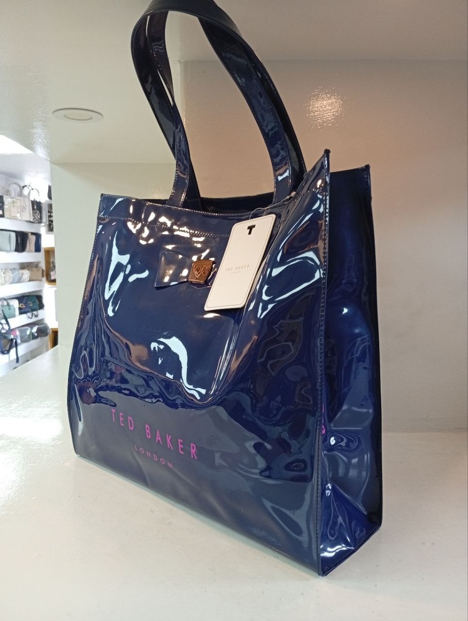 Ted Baker London Navy Bow Tote Bag in Glossy Silicone 🎀👜
