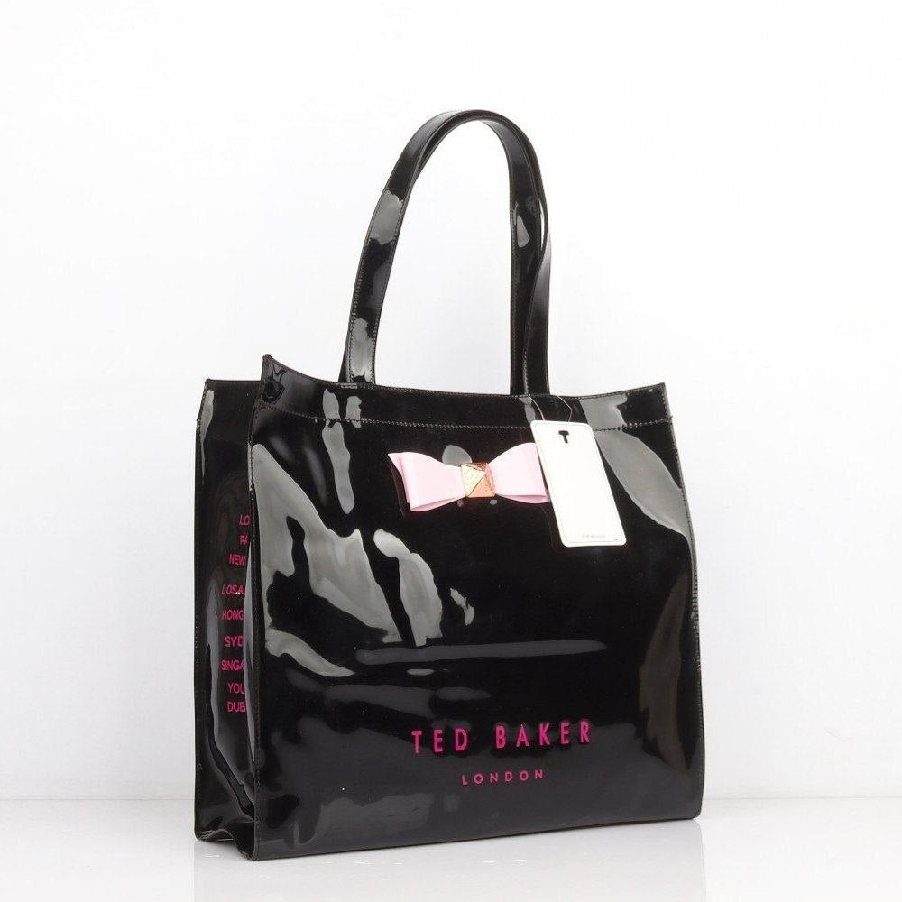 Ted Baker London Navy Bow Tote Bag in Glossy Silicone 🎀👜