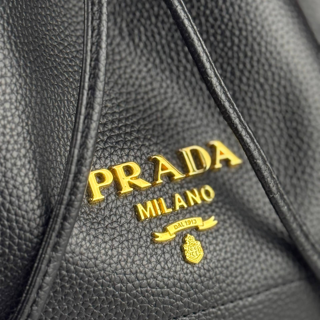 Prada Leather Bucket Bag with Gold Hardware 👜✨