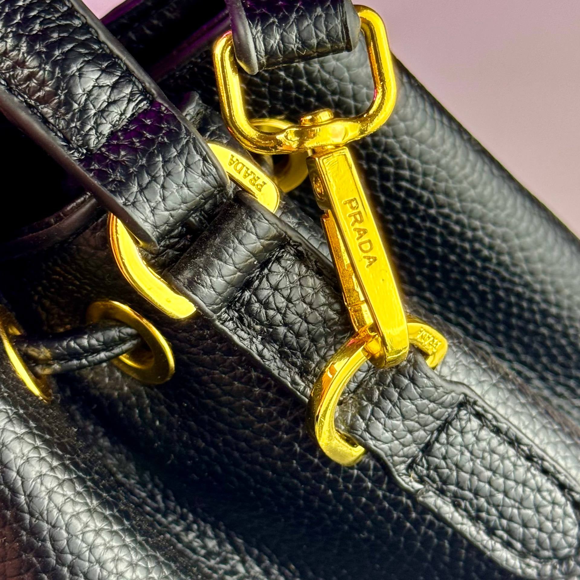 Prada Leather Bucket Bag with Gold Hardware 👜✨