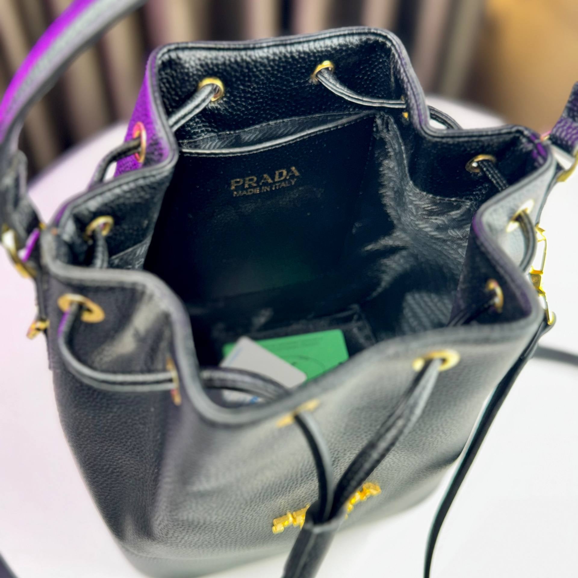 Prada Leather Bucket Bag with Gold Hardware 👜✨
