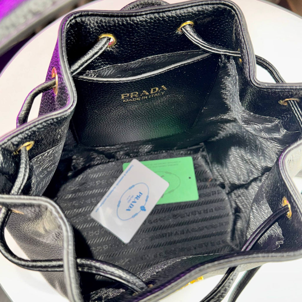 Prada Leather Bucket Bag with Gold Hardware 👜✨