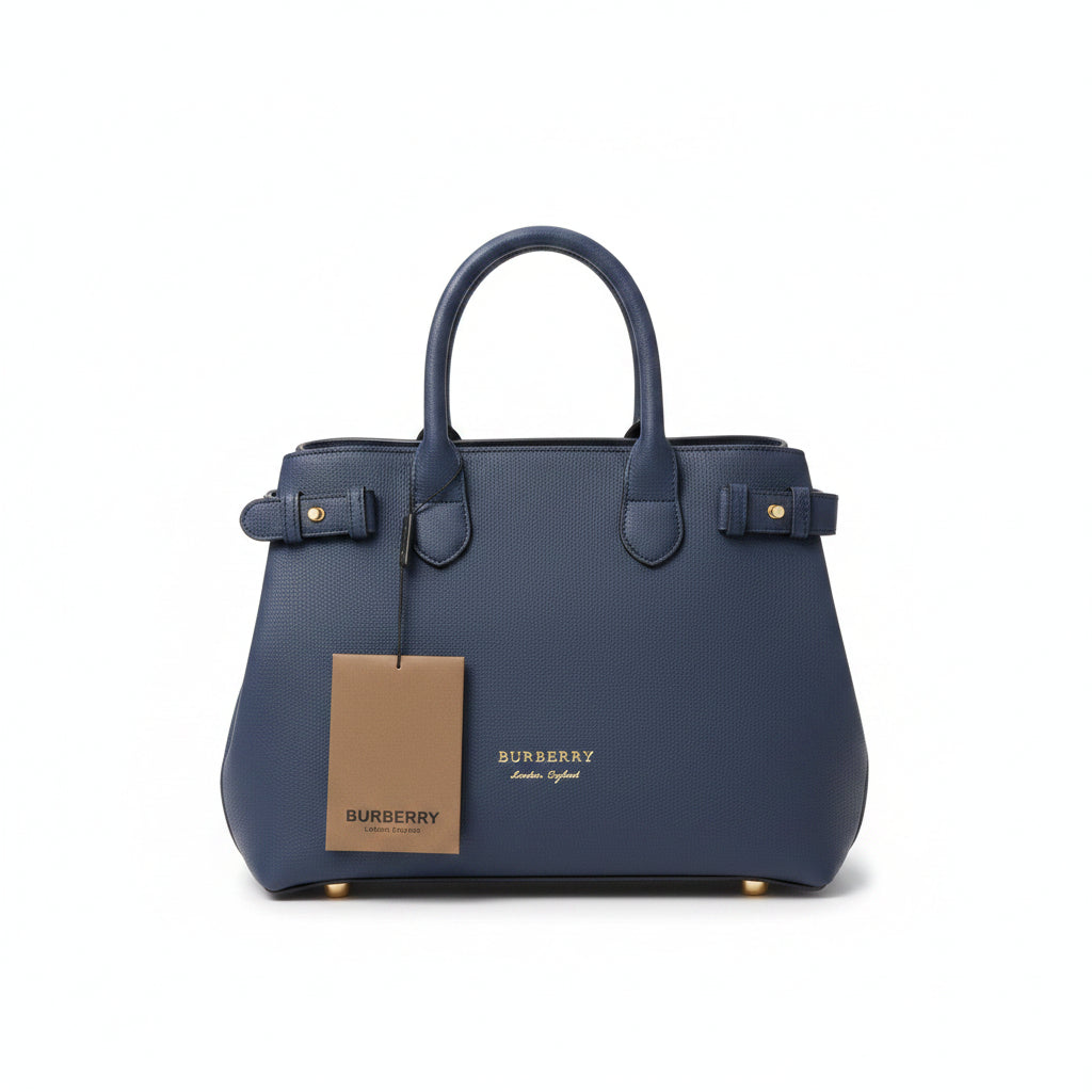 Burberry Blue Leather Canvas Handbag with Crossbody Strap 💙👜