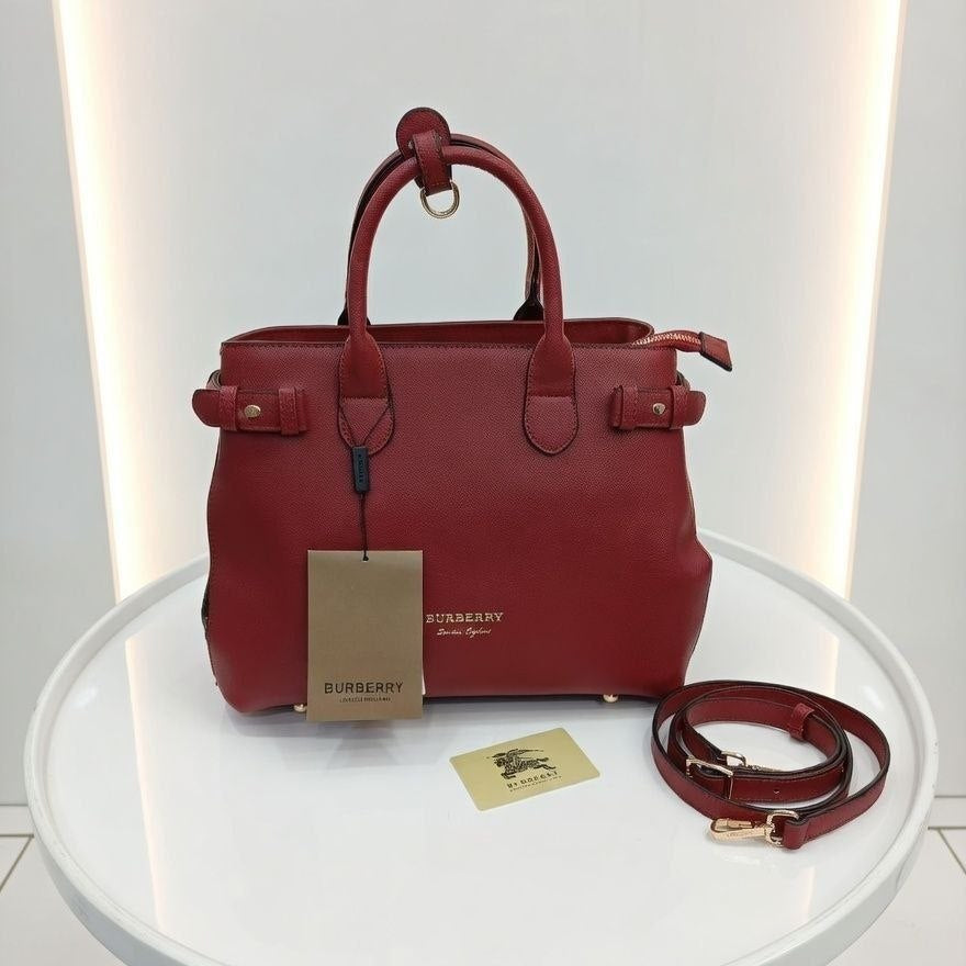 Burberry Blue Leather Canvas Handbag with Crossbody Strap 💙👜