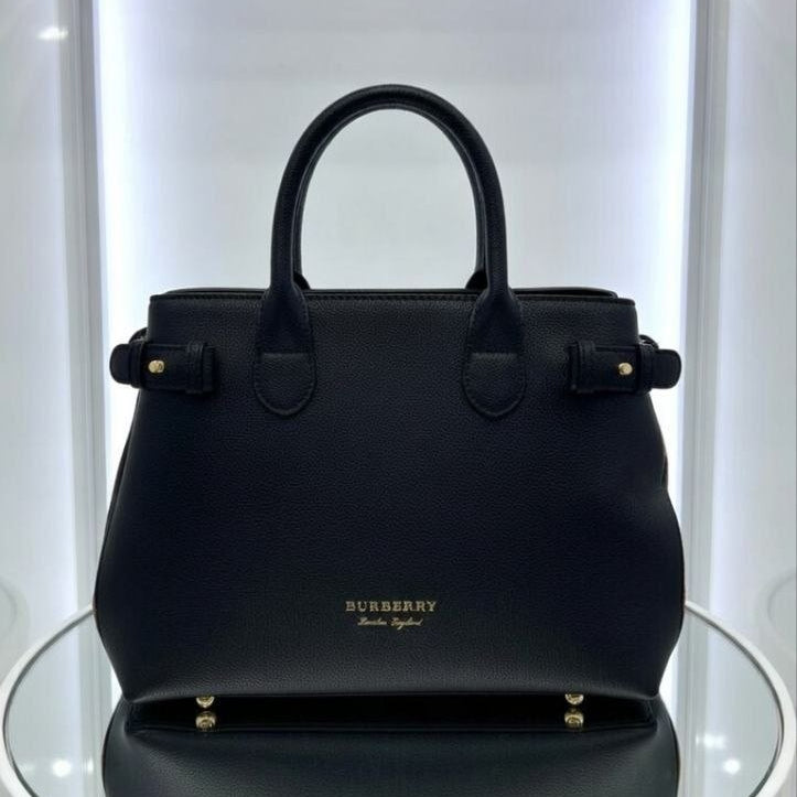 Burberry Blue Leather Canvas Handbag with Crossbody Strap 💙👜