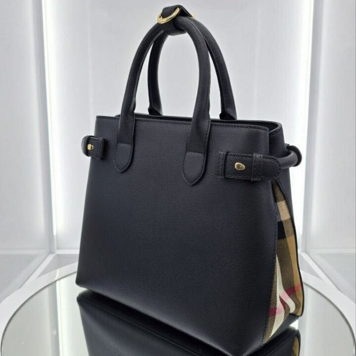 Burberry Blue Leather Canvas Handbag with Crossbody Strap 💙👜
