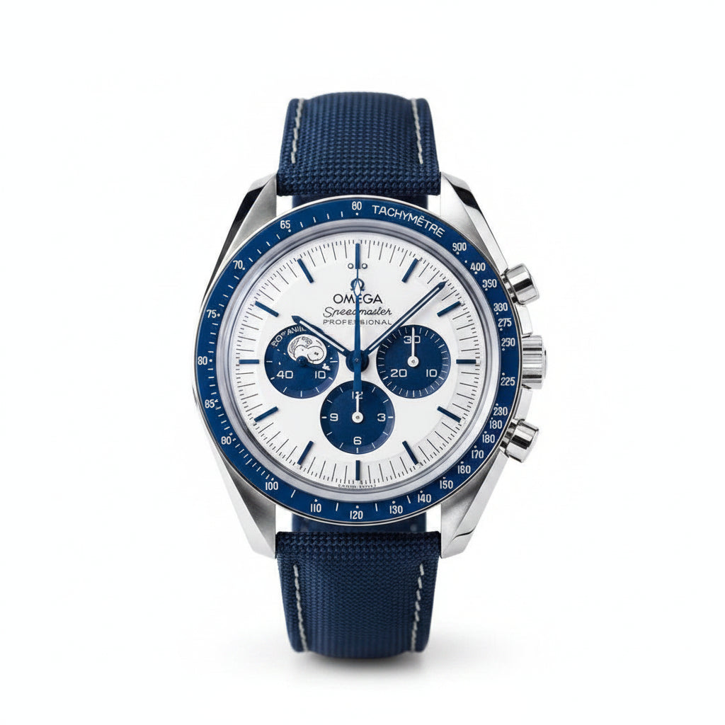 Omega Speedmaster Professional Snoopy Chronograph Blue Fabric Watch