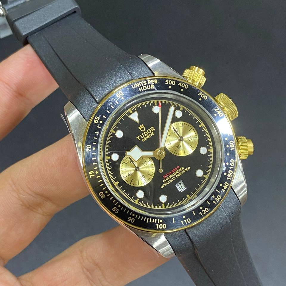 Tudor Chronograph with Light Blue Dial and Rubber Strap