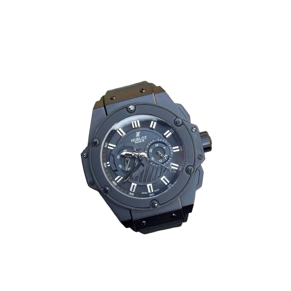 Hublot Men's Black Rubber & Steel Watch ⌚🖤🔩