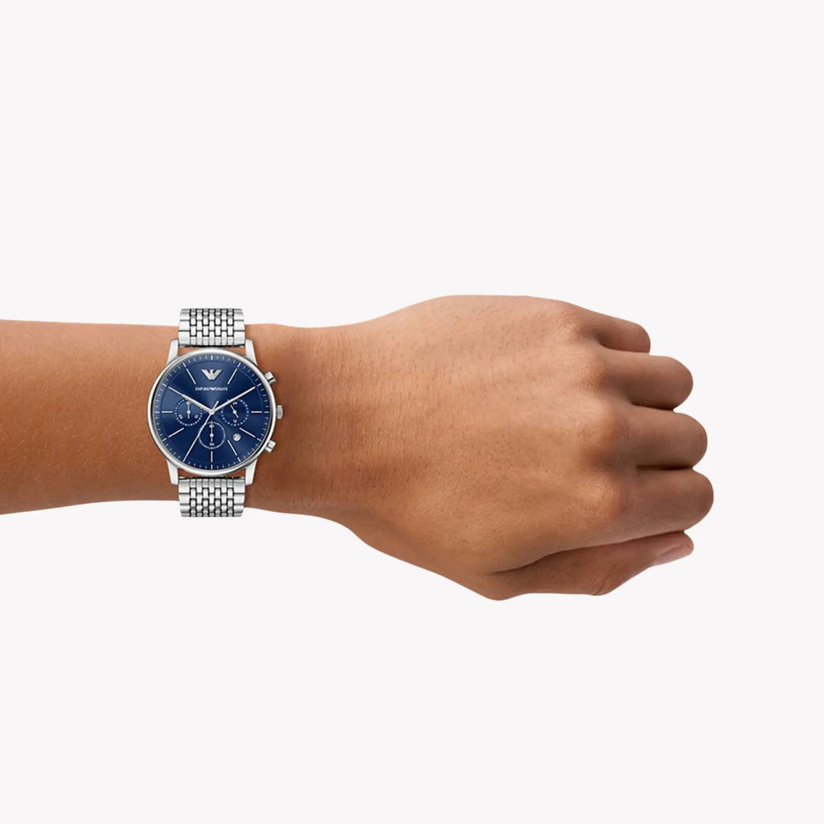 Emporio Armani Stainless Steel Chronograph with Deep Blue Dial