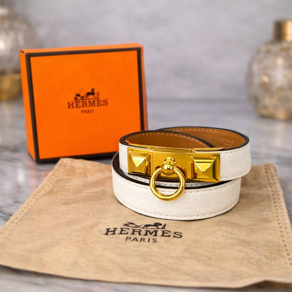 Hermès Rivale Double Tour Leather Bracelet Hardware 🖤⛓️✨