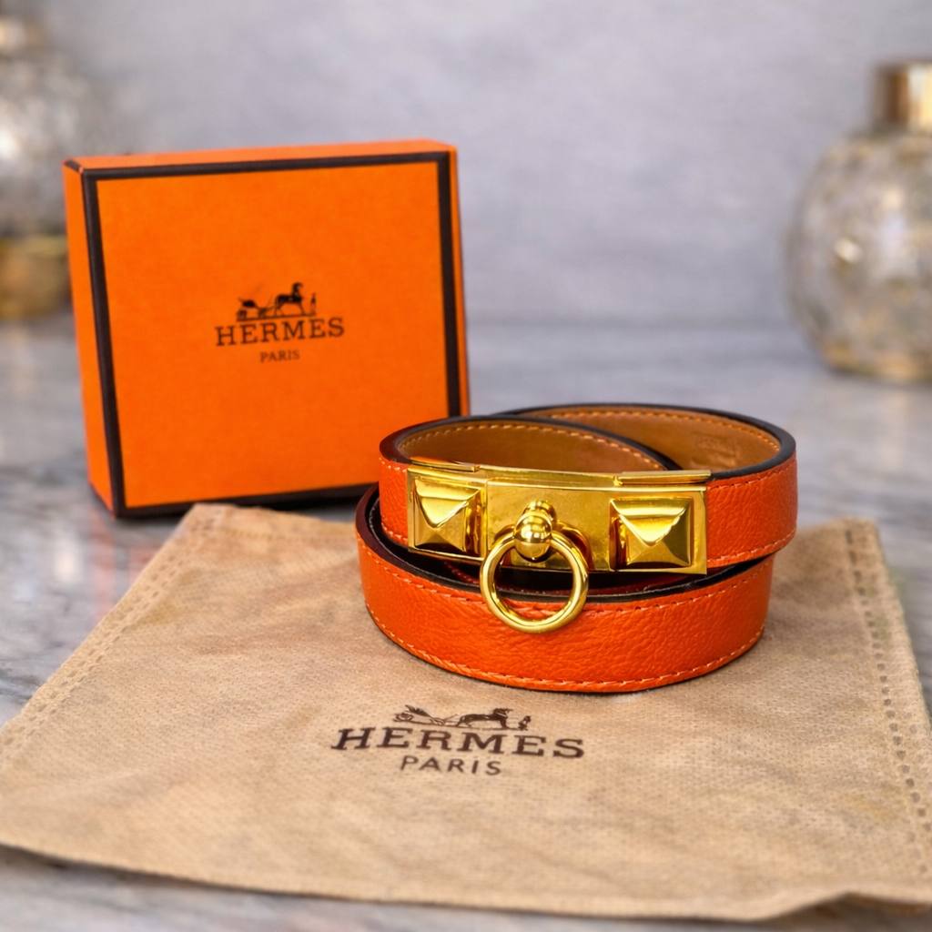 Hermès Rivale Double Tour Leather Bracelet Hardware 🖤⛓️✨