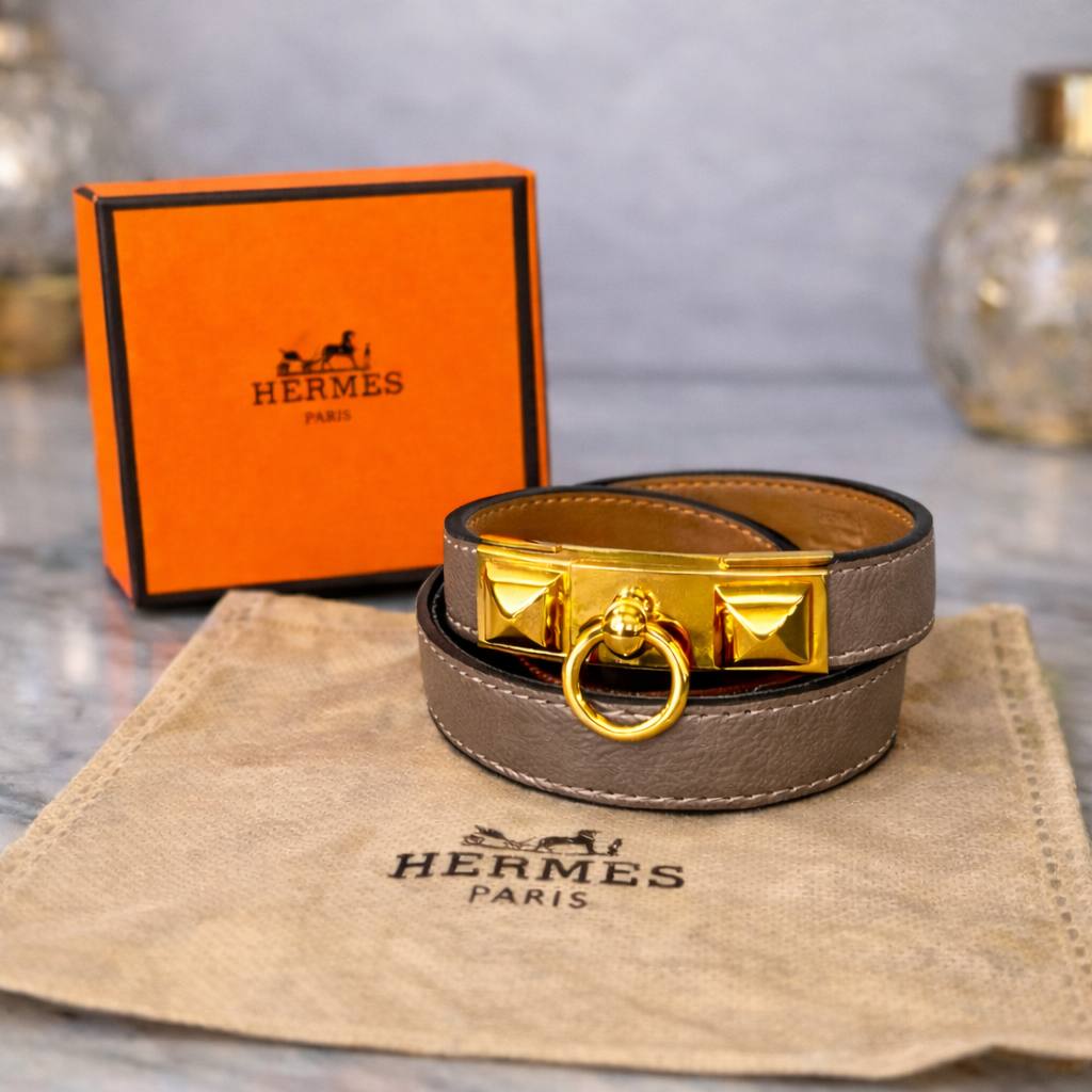 Hermès Rivale Double Tour Leather Bracelet Hardware 🖤⛓️✨