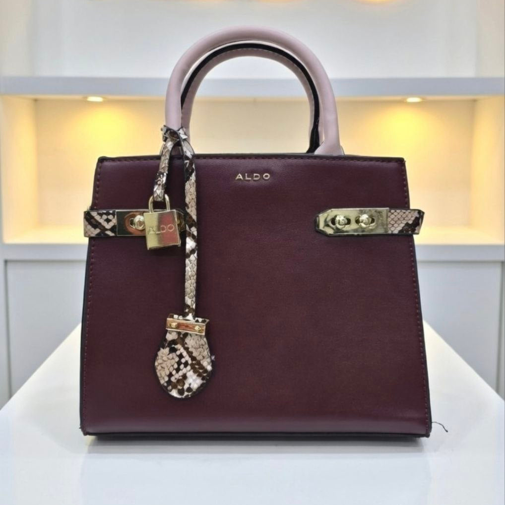 ALDO Burgundy Crossbody Bag 👜 Light Gold Accent