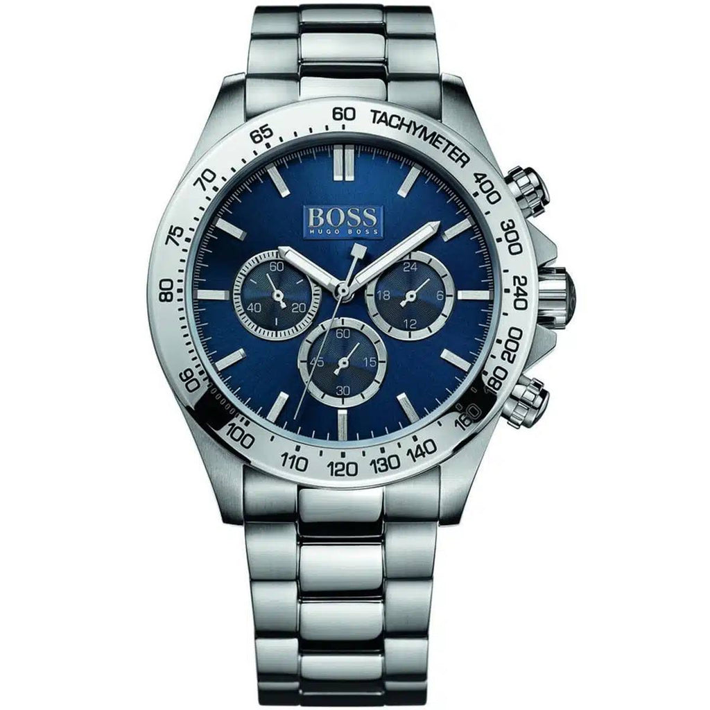 BOSS Hugo Boss Silver & Blue Stainless Steel Watch ⌚🔵✨