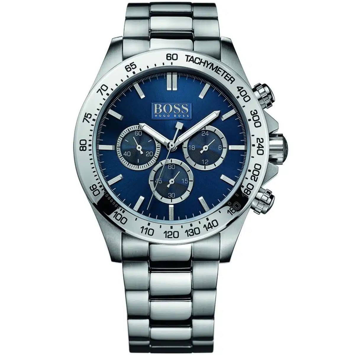BOSS Hugo Boss Silver & Blue Stainless Steel Watch ⌚🔵✨