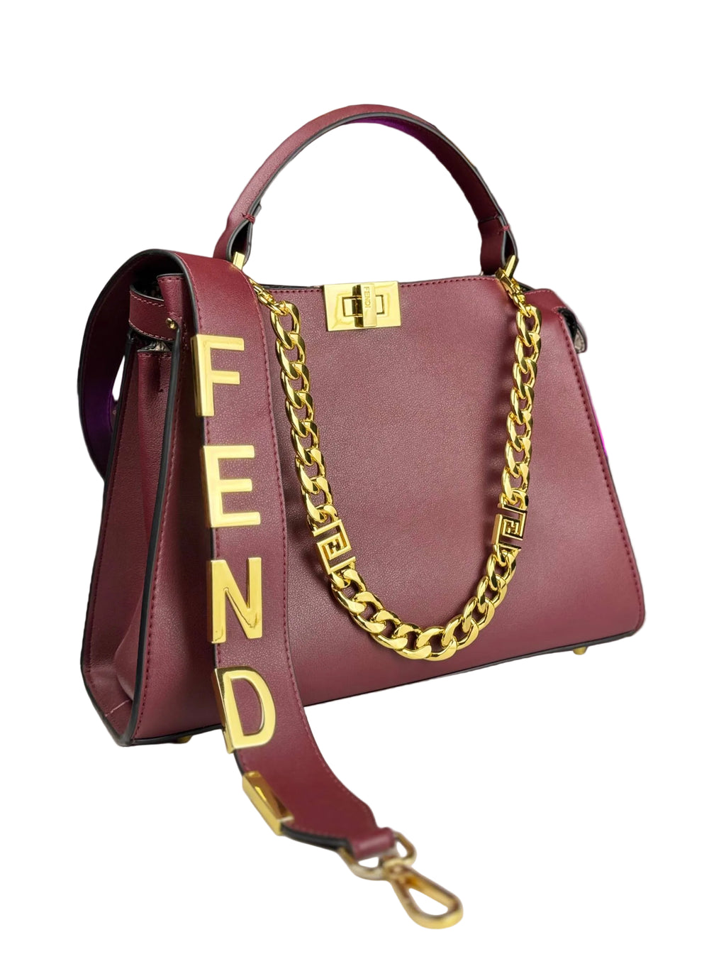 Fendace Colorblock Satchel 👜 Burgundy, Green, Brown, Beige