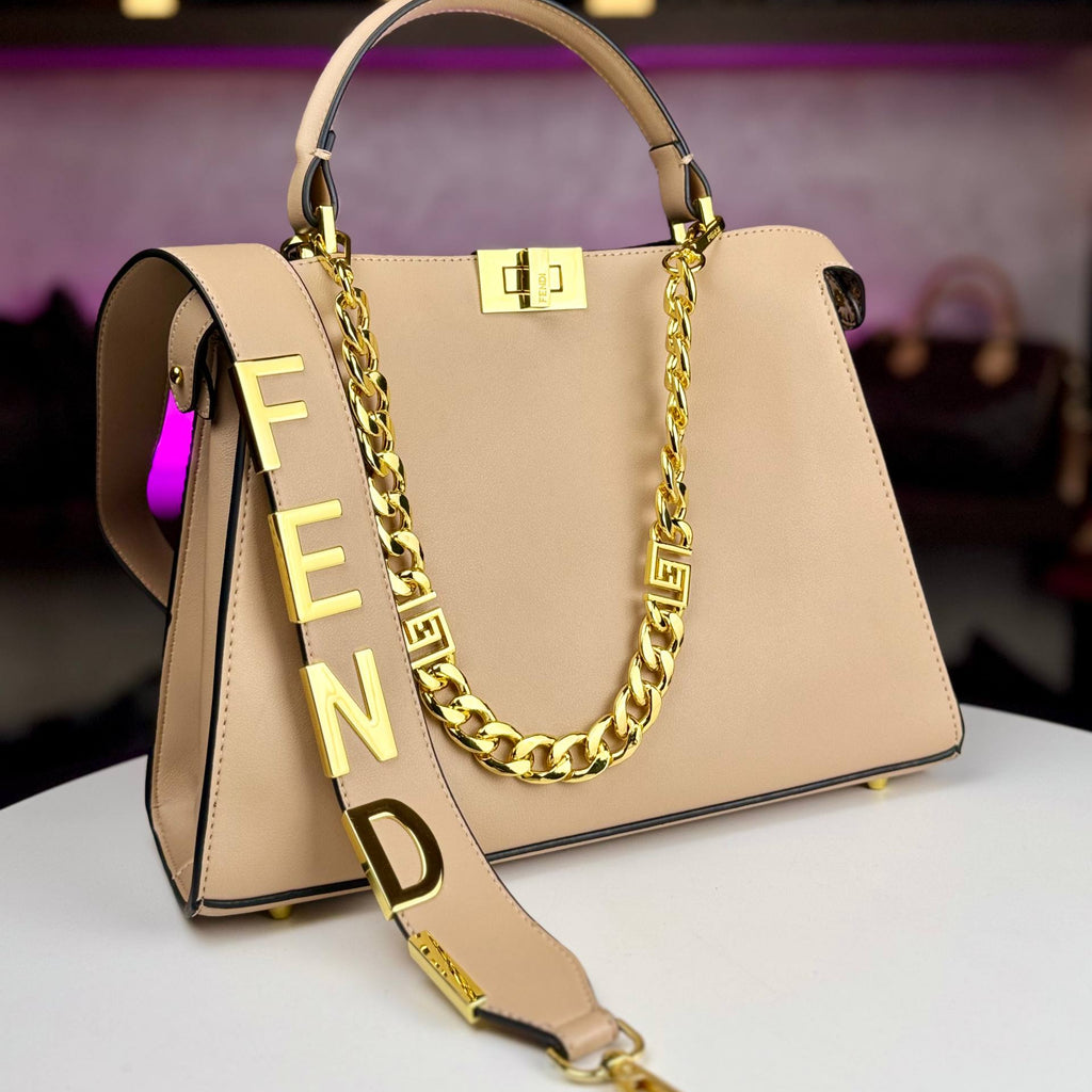 Fendace Colorblock Satchel 👜 Burgundy, Green, Brown, Beige
