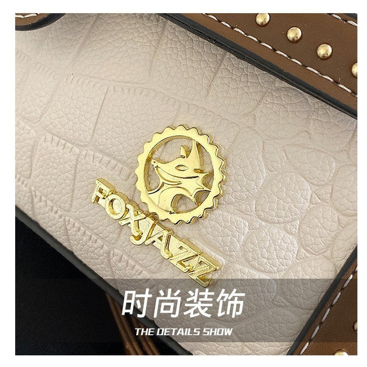 Foxjazz Crocodile Pattern Studded Crossbody Bag