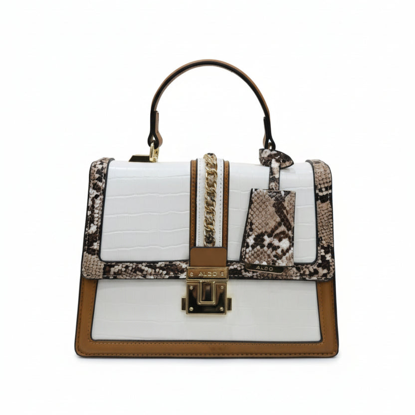 ALDO Leather Crossbody: Chic in White 🤍, Brown 🤎, Snakeskin 🐍