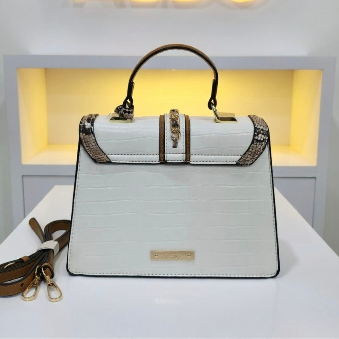 ALDO Leather Crossbody: Chic in White 🤍, Brown 🤎, Snakeskin 🐍