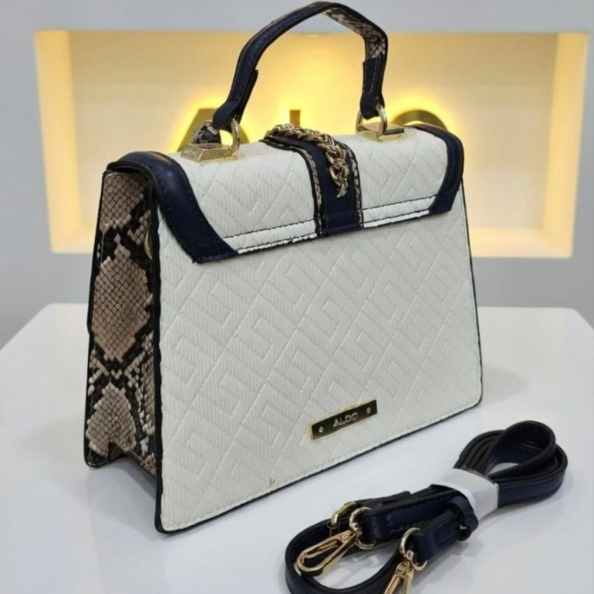 ALDO Leather Crossbody: Chic in White 🤍, Brown 🤎, Snakeskin 🐍