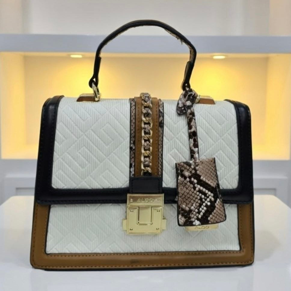 ALDO Leather Crossbody: Chic in White 🤍, Brown 🤎, Snakeskin 🐍