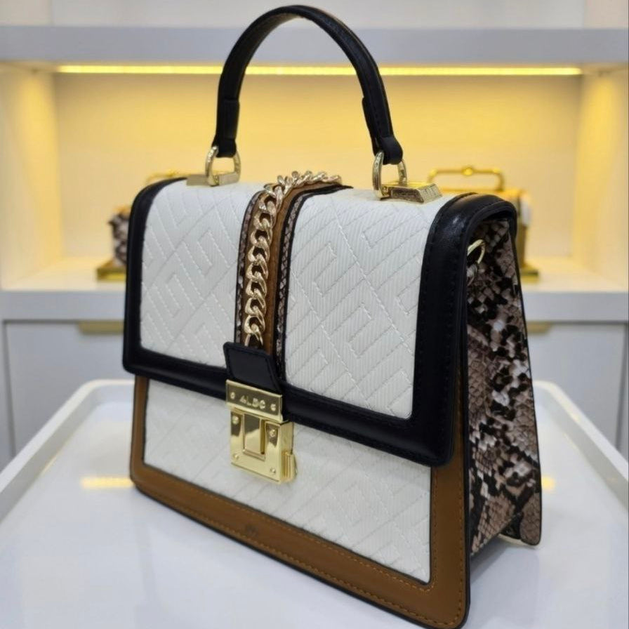 ALDO Leather Crossbody: Chic in White 🤍, Brown 🤎, Snakeskin 🐍