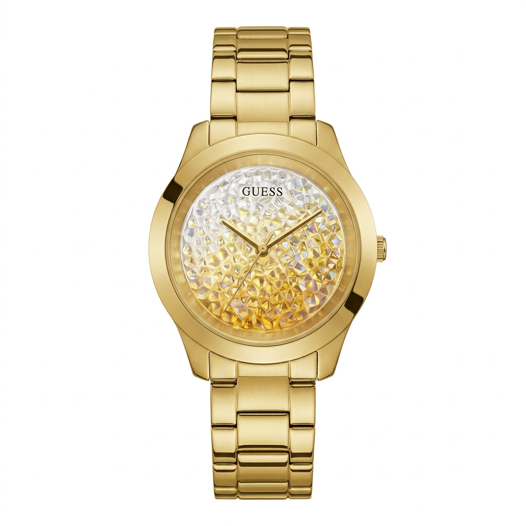 GUESS Gold Tone Crystal Embellished Women Watch