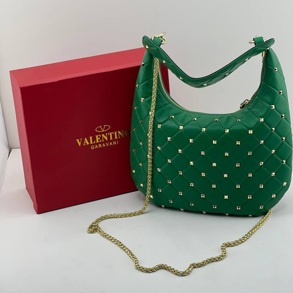 Valentino Garavani Rockstud Spike Green Leather Hobo Bag 💚✨👜