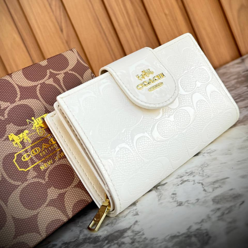 Coach Red Monogram Patent Leather Wallet with Gold Logo 💃✨🔥