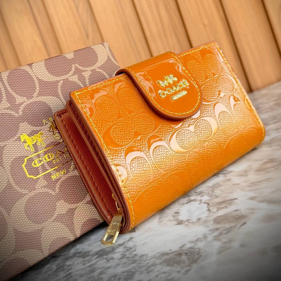 Coach Red Monogram Patent Leather Wallet with Gold Logo 💃✨🔥