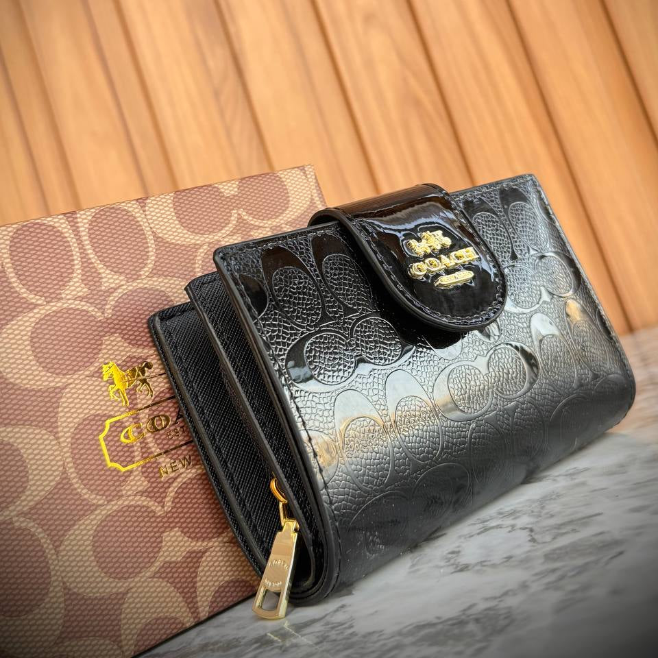 Coach Red Monogram Patent Leather Wallet with Gold Logo 💃✨🔥