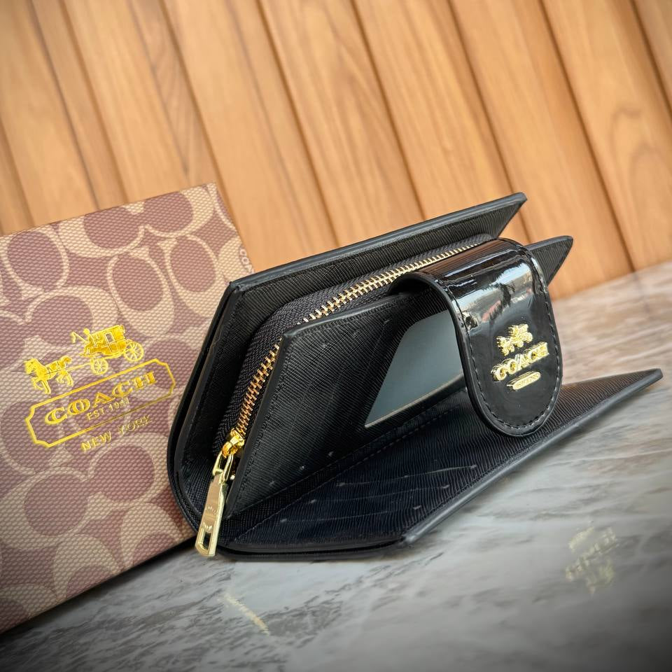 Coach Red Monogram Patent Leather Wallet with Gold Logo 💃✨🔥