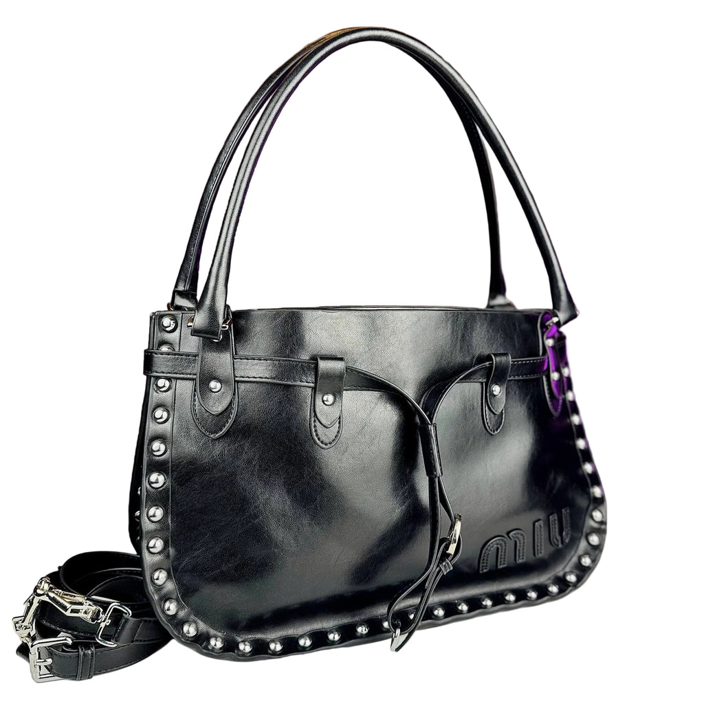Miu Miu Studded Leather Shoulder Bag in Black 🖤✨👜