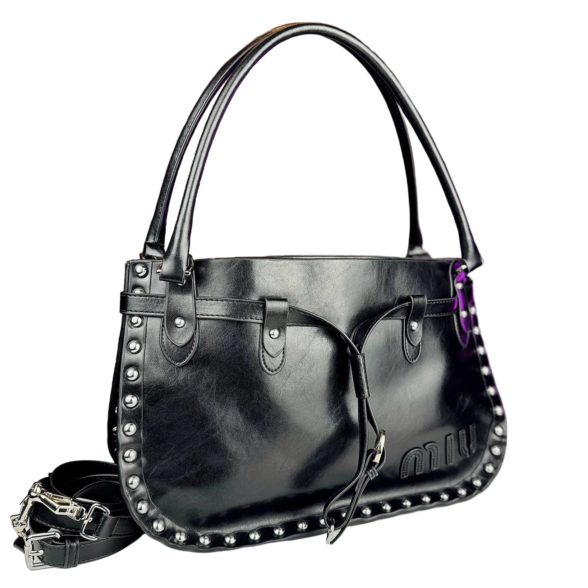 Miu Miu Studded Leather Shoulder Bag in Black 🖤✨👜