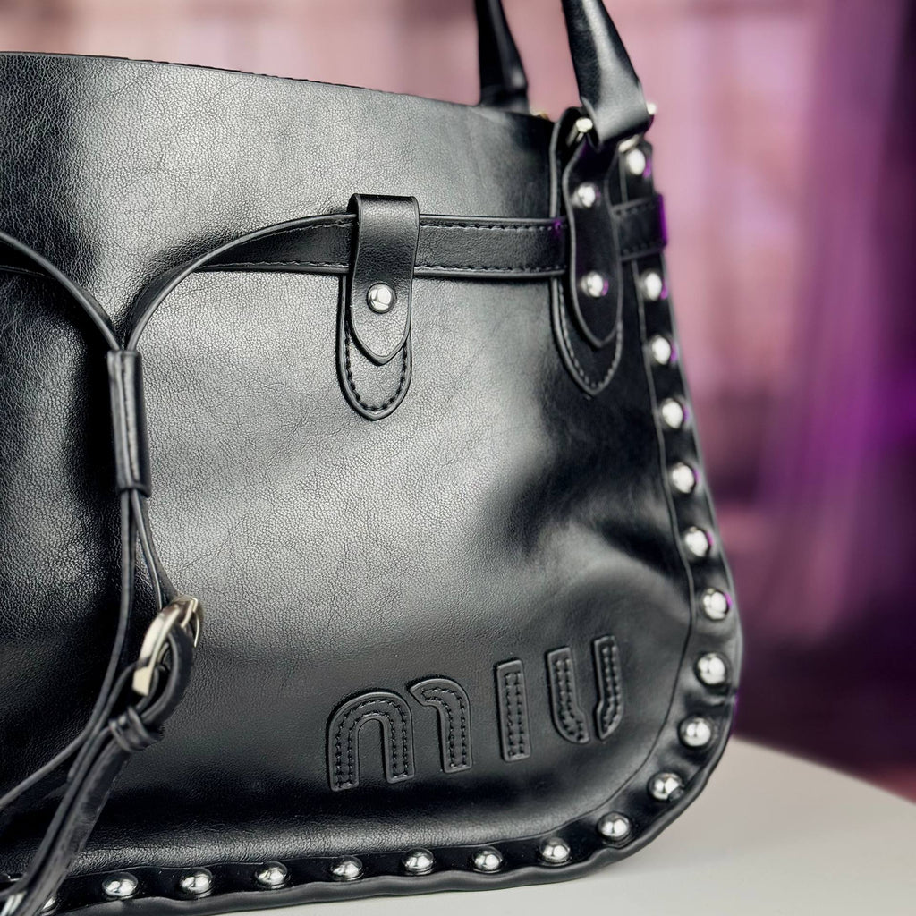 Miu Miu Studded Leather Shoulder Bag in Black 🖤✨👜