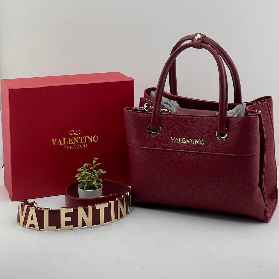Valentino Garavani Leather Tote Bag with Bold Logo Strap 👜✨🍷