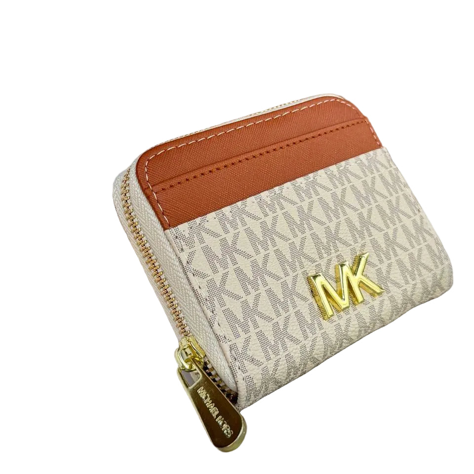 Michael Kors Monogram Small Zip-Around Wallet with Cognac Trim 👜✨🏷️