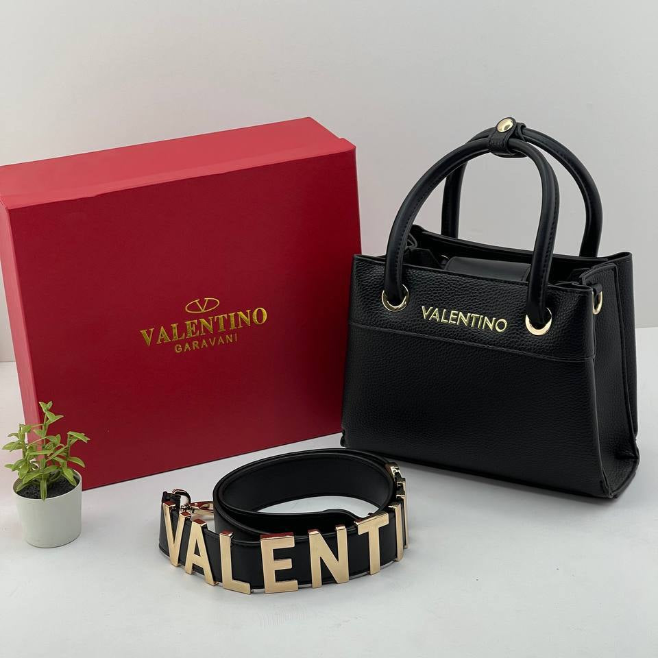 Valentino Garavani Pebbled Leather Handbag with Bold Logo Strap 👜✨🖤