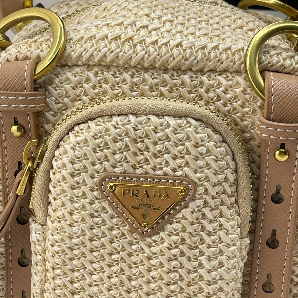 Prada Wicker & Leather Bag Beige & Gold 👜✨