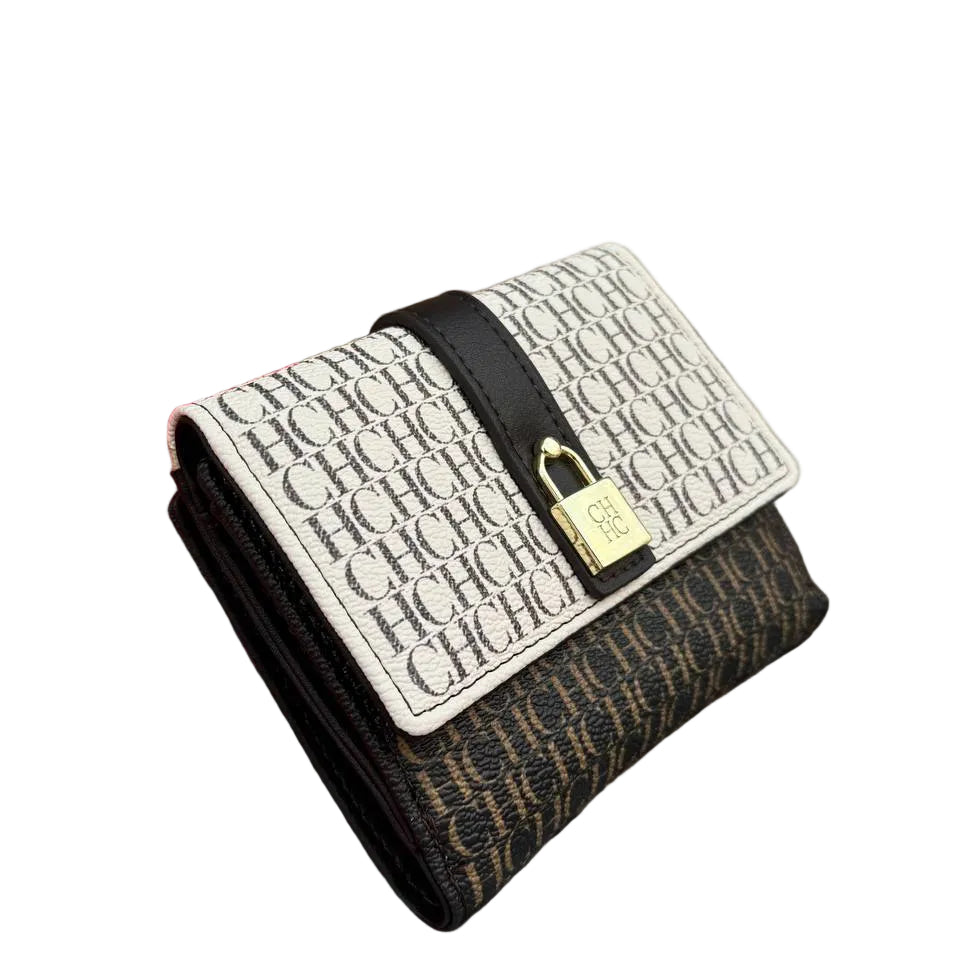 CHHC Monogram Bi-Fold Wallet with Gold Padlock Detail 👜✨🔒