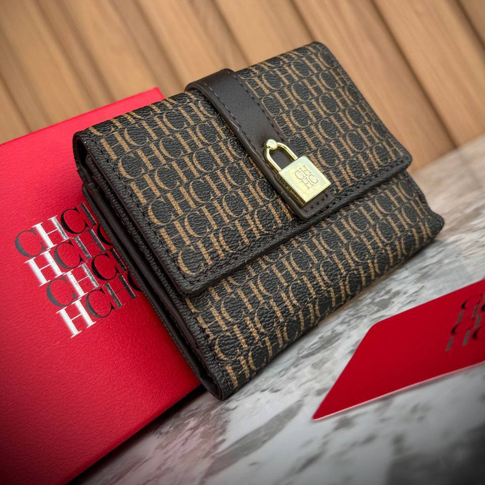 CHHC Monogram Bi-Fold Wallet with Gold Padlock Detail 👜✨🔒