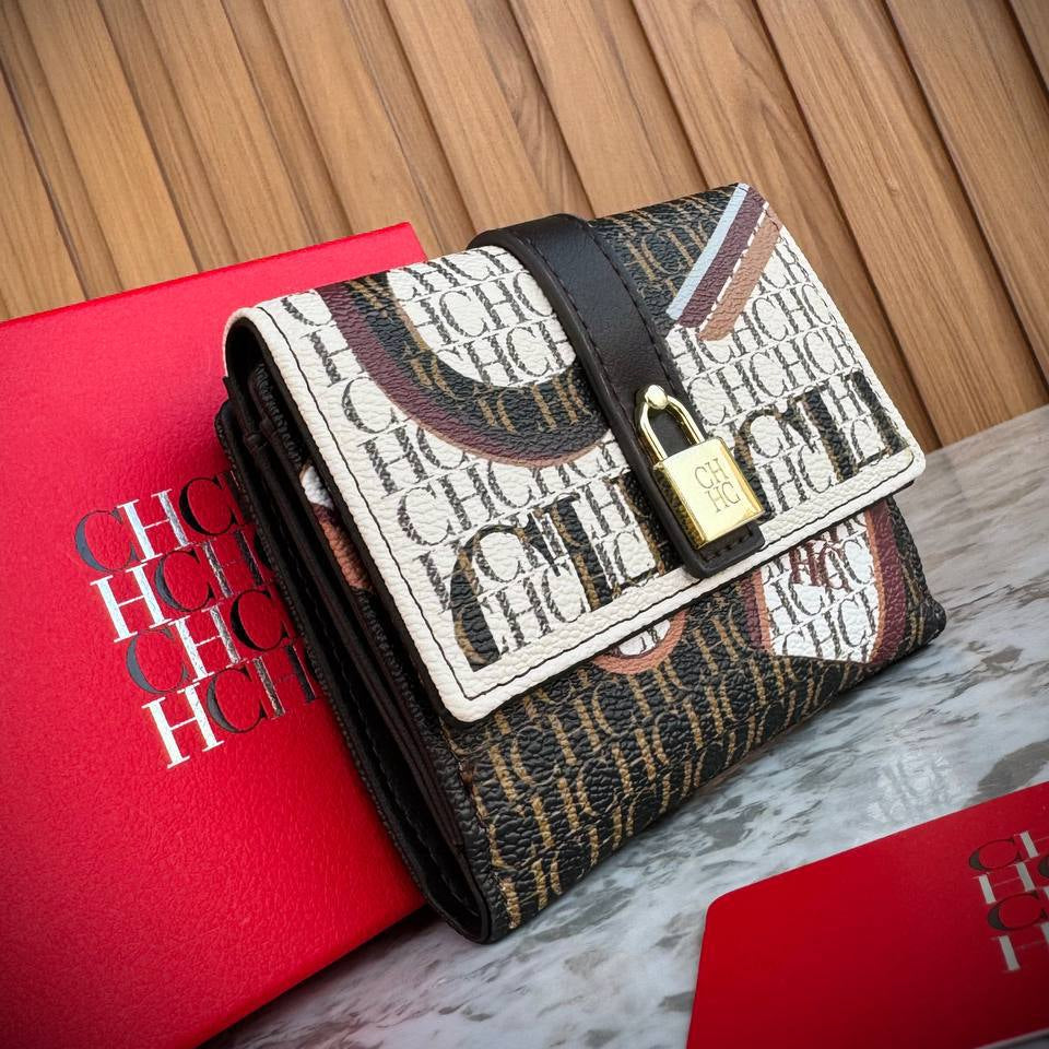 CHHC Monogram Bi-Fold Wallet with Gold Padlock Detail 👜✨🔒