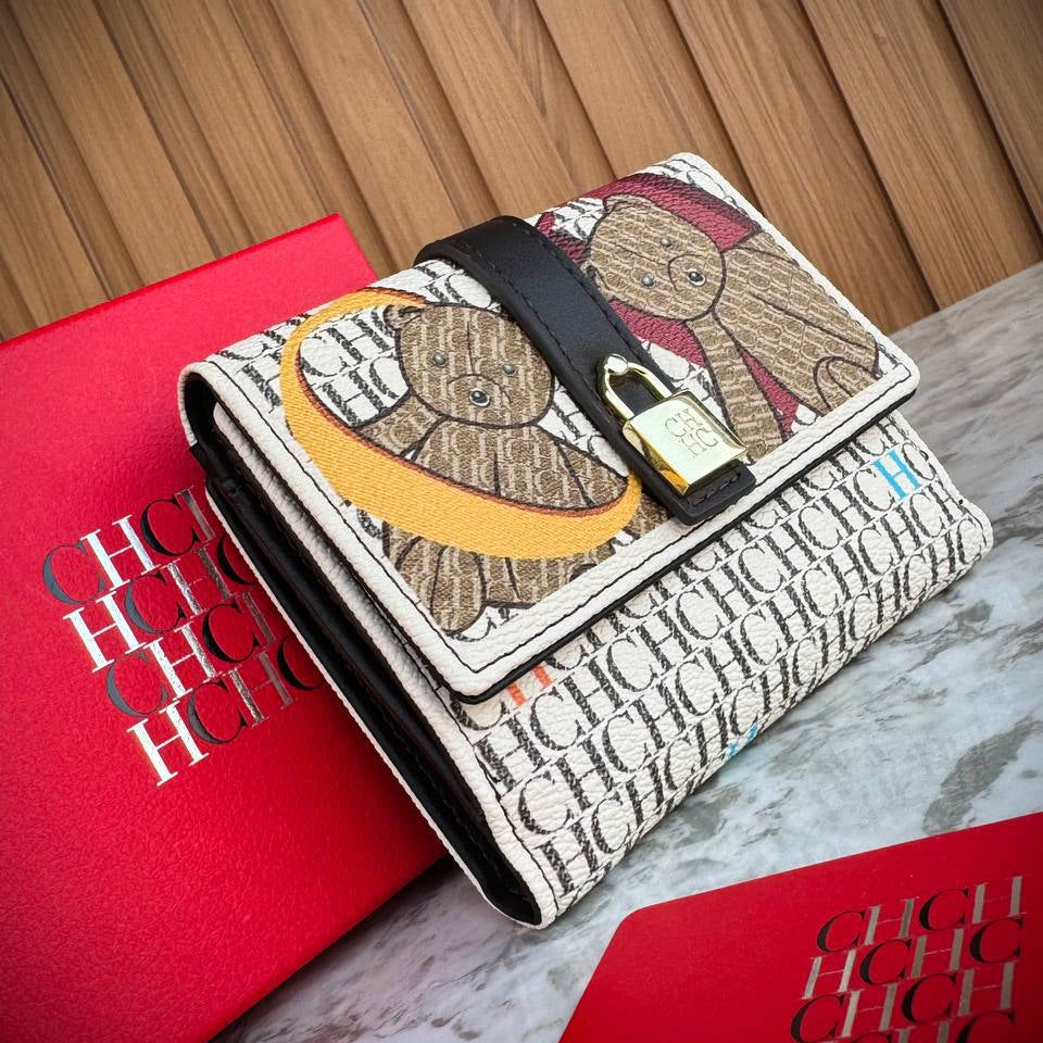 CHHC Monogram Bi-Fold Wallet with Gold Padlock Detail 👜✨🔒