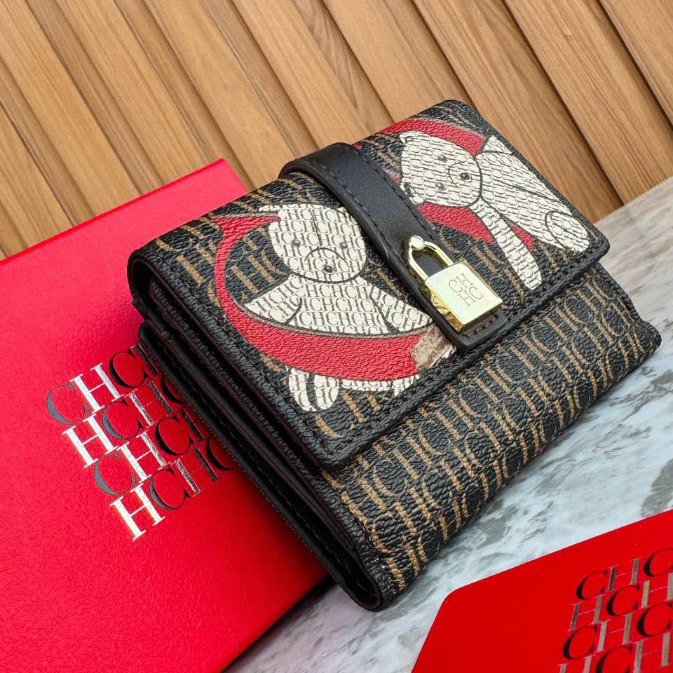 CHHC Monogram Bi-Fold Wallet with Gold Padlock Detail 👜✨🔒