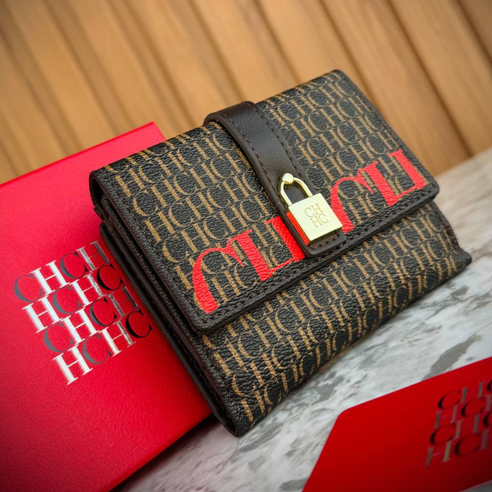 CHHC Monogram Bi-Fold Wallet with Gold Padlock Detail 👜✨🔒