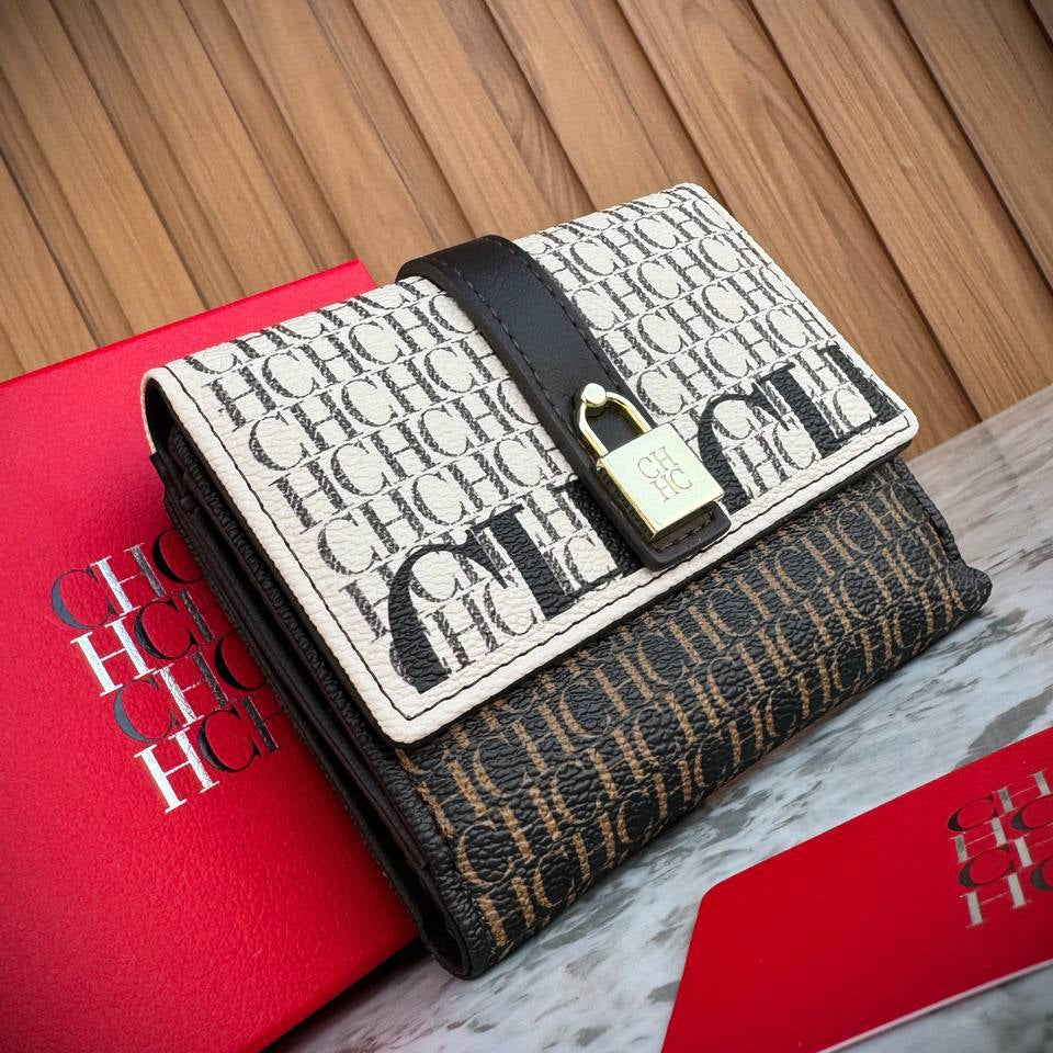 CHHC Monogram Bi-Fold Wallet with Gold Padlock Detail 👜✨🔒
